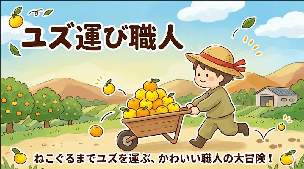 実験#81：吹き飛ぶユズ(ねこぐるまユズ運び)