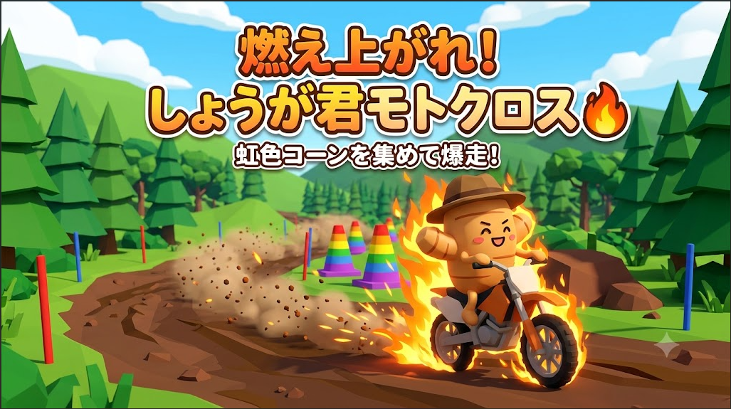 実験#111：しょうが君のファイヤー爆走(しょうが君モトクロス)
